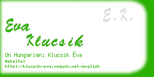 eva klucsik business card